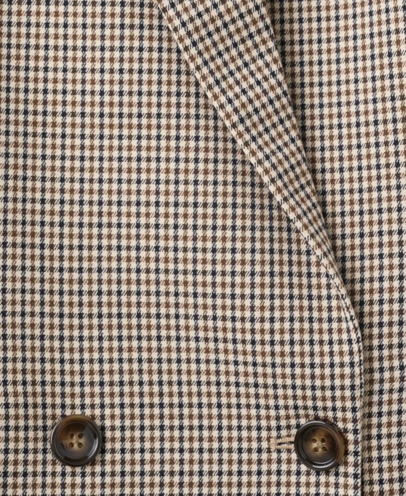 Women's Double-Breasted Micro-Houndstooth Notched Lapel Collar Blazer