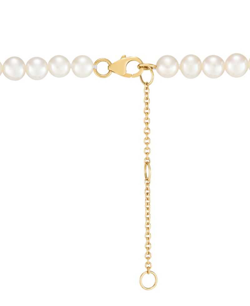 Cultured Freshwater Pearl (5-6mm) & Lab Grown Diamond (3/4 ct. t.w.) Heart Pendant Necklace in 14k Gold, 18" + 1" extender