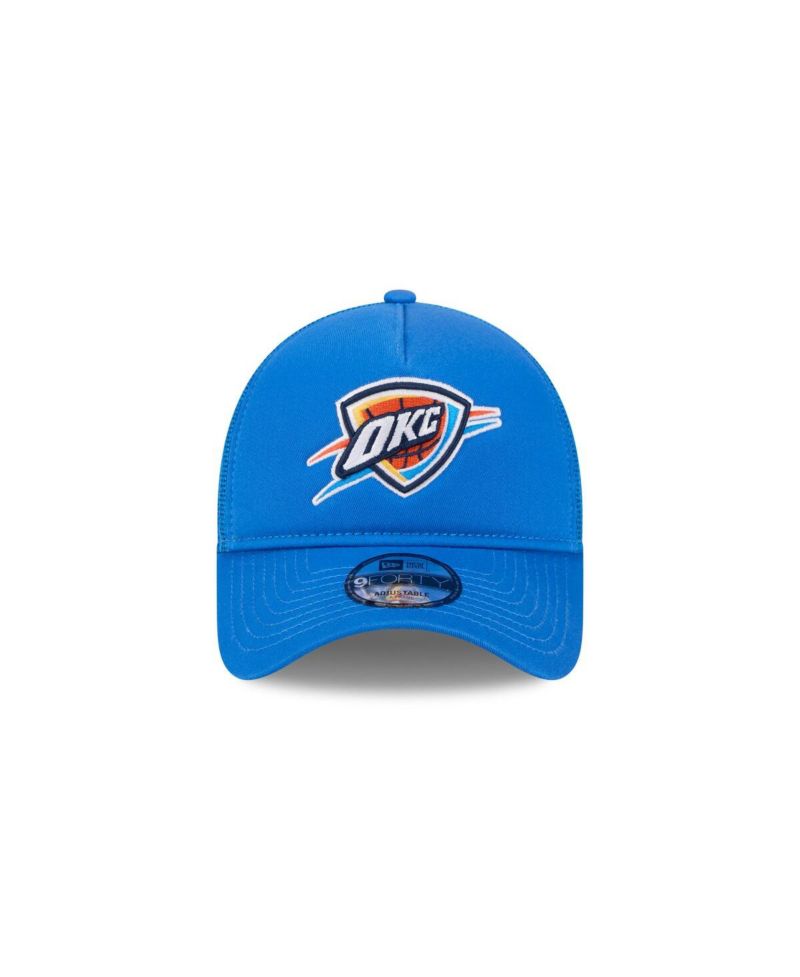 Men's Blue Oklahoma City Thunder Core Logo Foam Front A-Frame 9FORTY Adjustable Trucker Hat