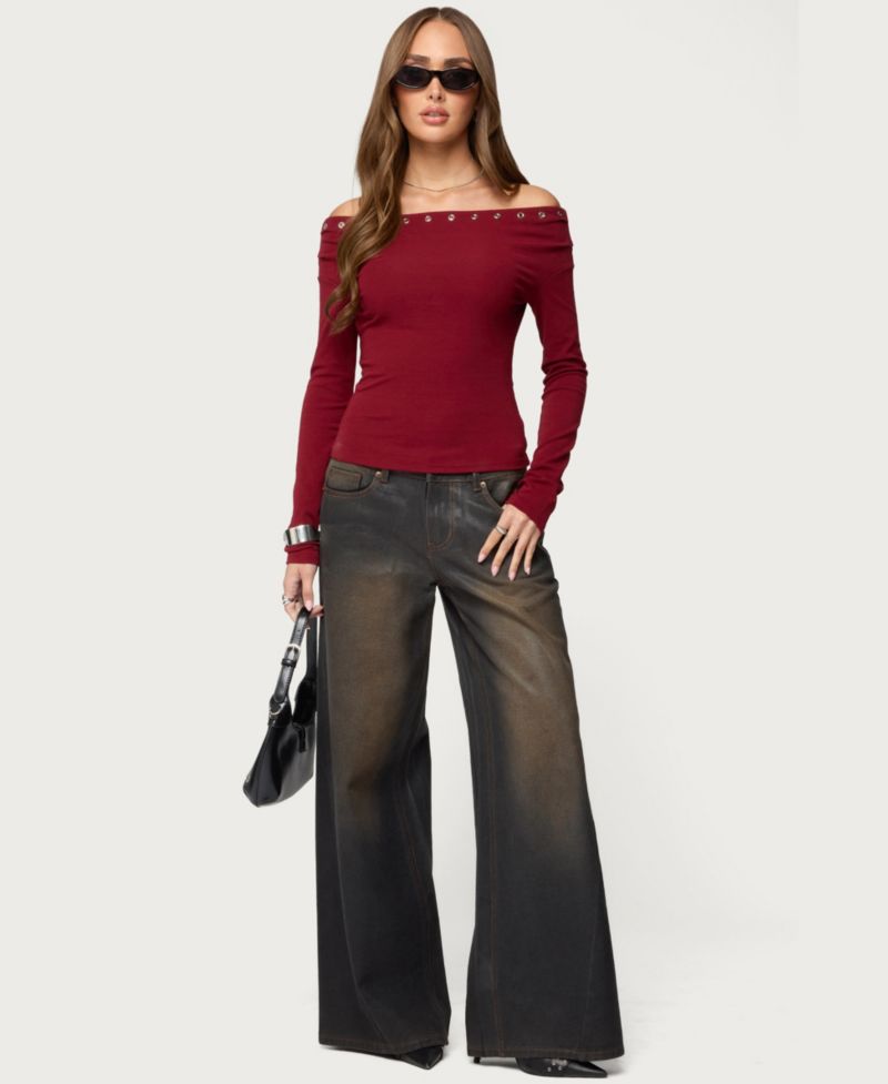 Womens Rebekka Grommet Off Shoulder Top