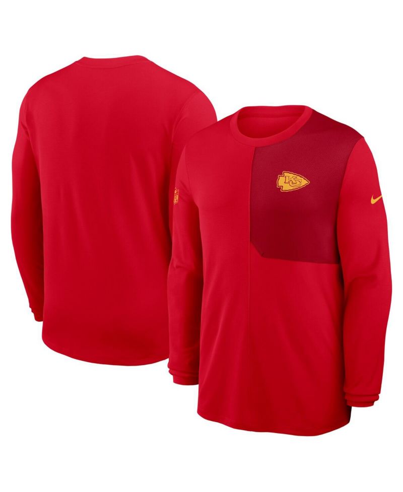 Men's Red Kansas City Chiefs Sideline Coach UV Performance Long Sleeve T-Shirt