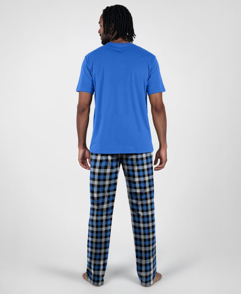 Men's Detroit Lions Highland Plaid Short-Sleeve Sleep Set, 2-Piece Set