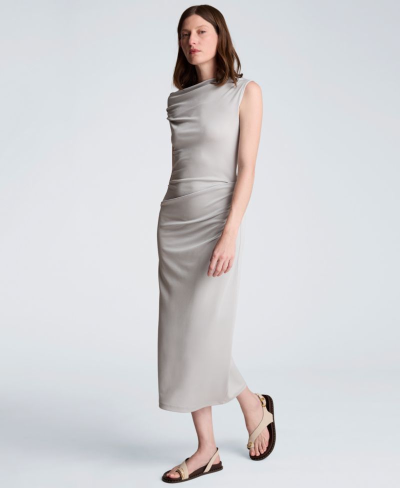 Women's Off-The-Shoulder Ruched Waist Midi Dress