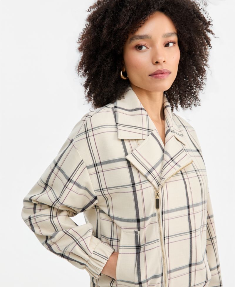 Women's Arlee Oversized Plaid Biker Jacket