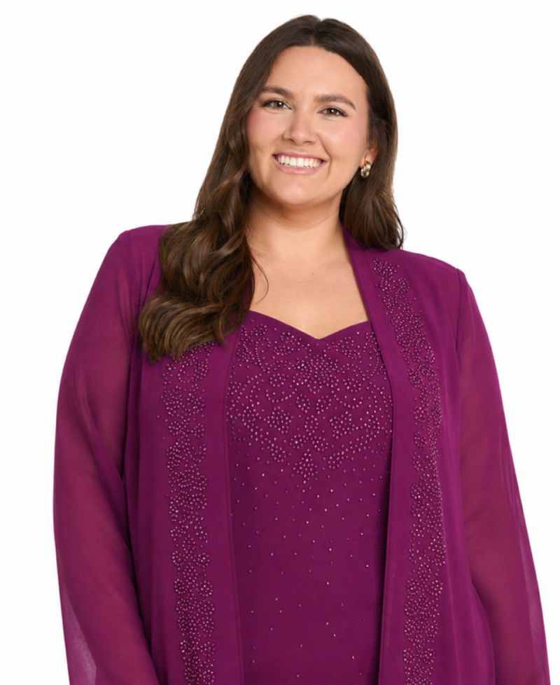 Plus Size Removable Jacket & Dress 2-Piece Set