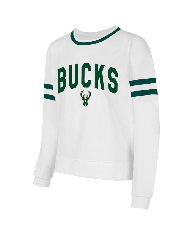Women's White Milwaukee Bucks Borough Pullover Sweatshirt