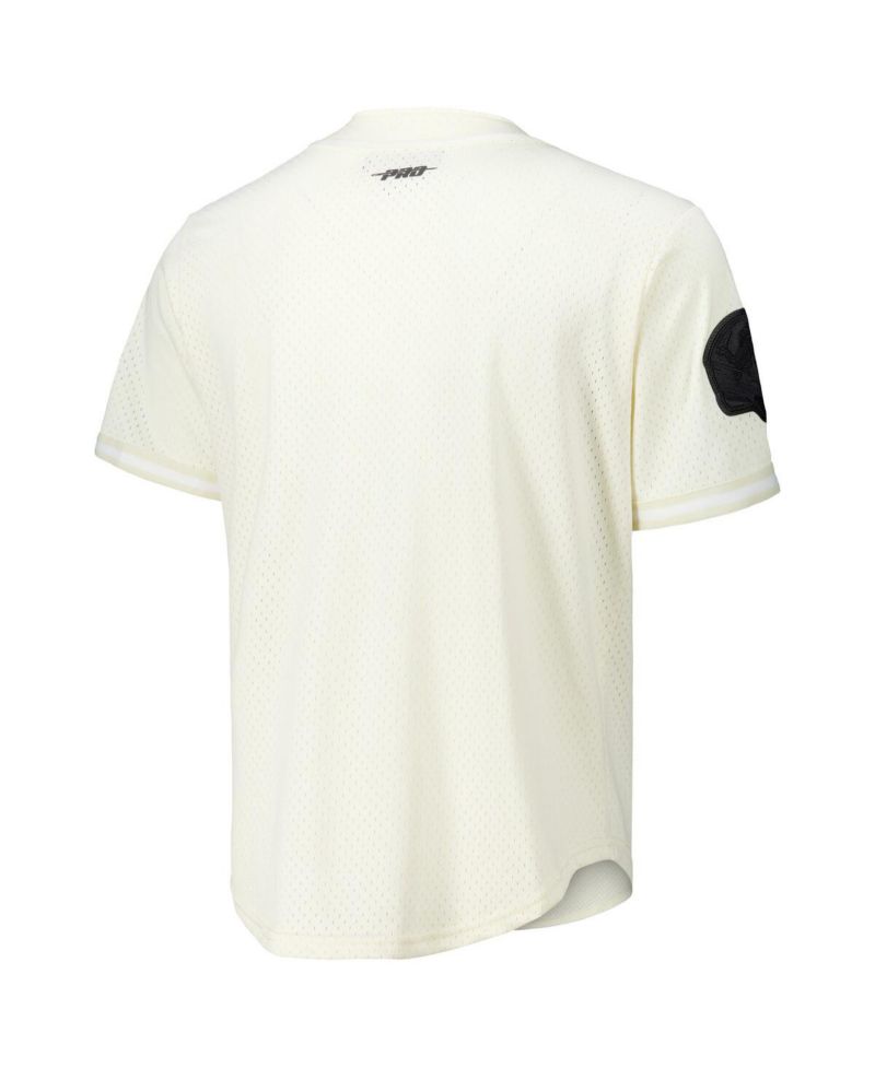 Men's Aidan Hutchinson Cream Detroit Lions Name & Number Triple Tonal Button-Up Baseball Jersey