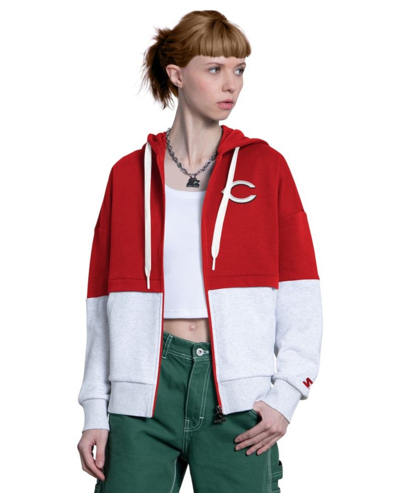Women's Red/Heather Gray Cincinnati Reds Wishbone Full-Zip Hoodie