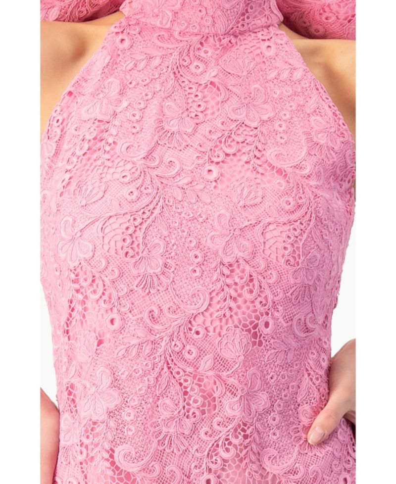 Women's Lace Halter Bow Mini Dress