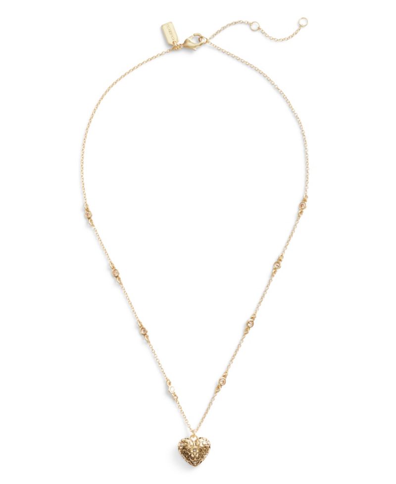 Cubic Zirconia Signature Quilted Heart Pendant Necklace