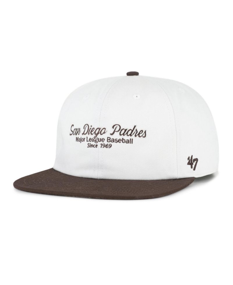 Men's White/Brown San Diego Padres Script Stack Relaxed Captain Snapback Hat