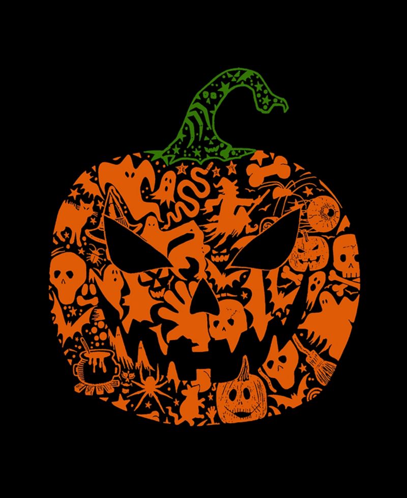 Women's Halloween Pumpkin Word Art Pullover Top