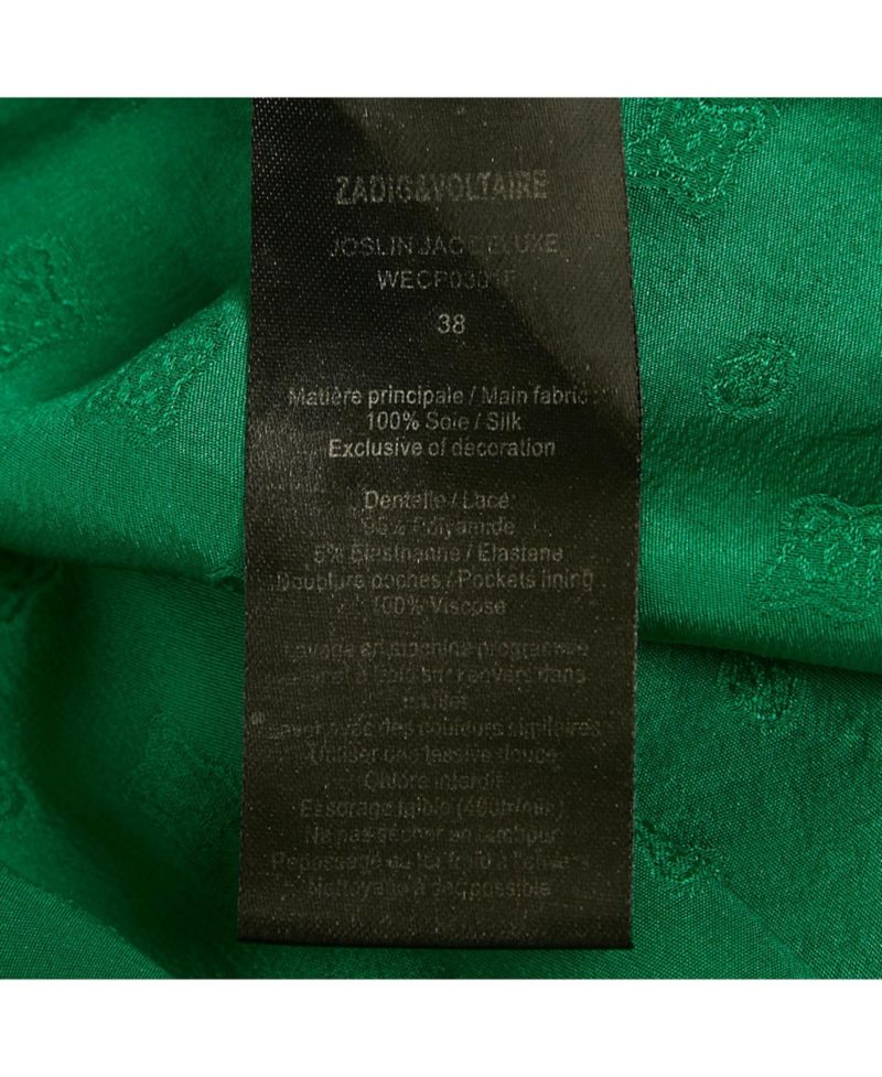 Women's Green Patterned Silk Lace Trim Joslin Midi Skirt