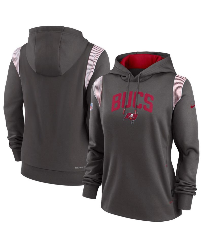 Women's Pewter Tampa Bay Buccaneers Sideline Stack Performance Pullover Hoodie