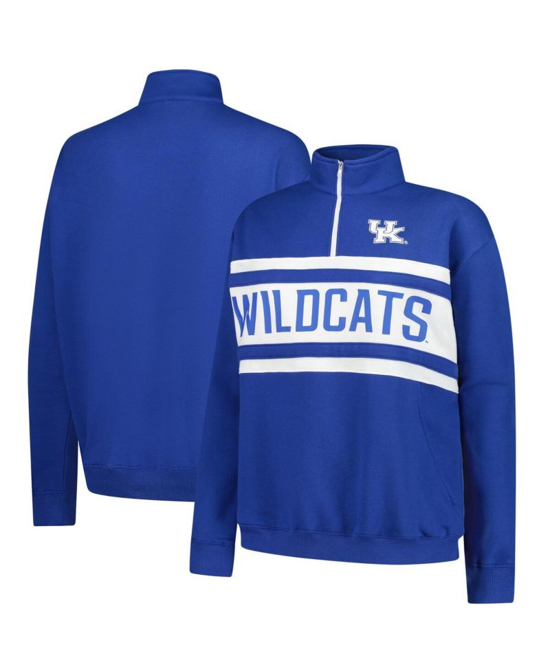 Women's Royal/White Kentucky Wildcats Plus Size Quarter-Zip Pullover