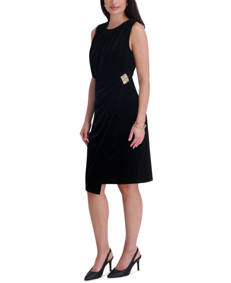 Women's Velvet Cocktail Midi Dress