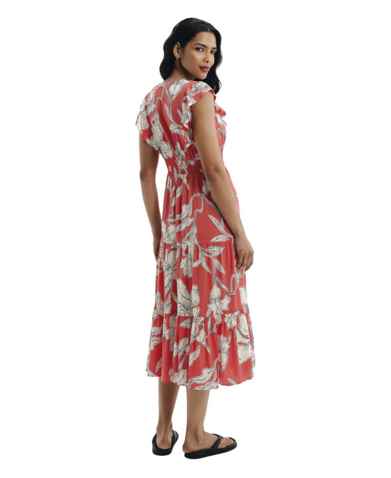 Women's Mattie Short-Sleeve V-Neck Tiered Midi Dress