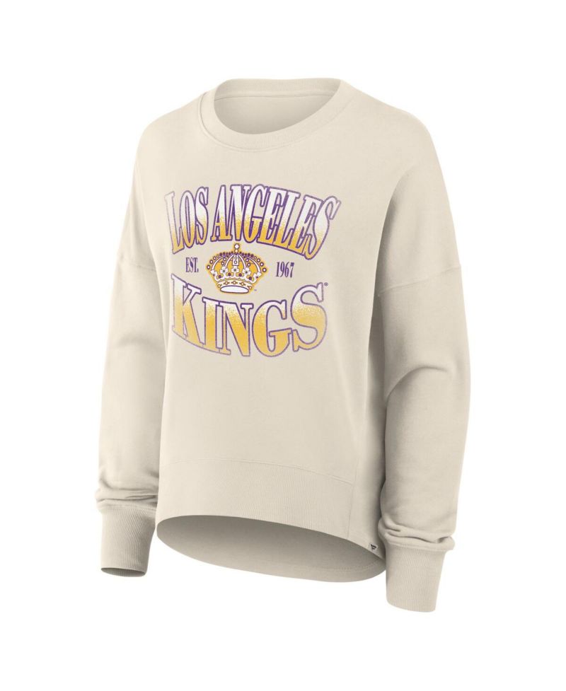 Women's Cream Los Angeles Kings Oversized Vintage Slice Pullover Sweatshirt