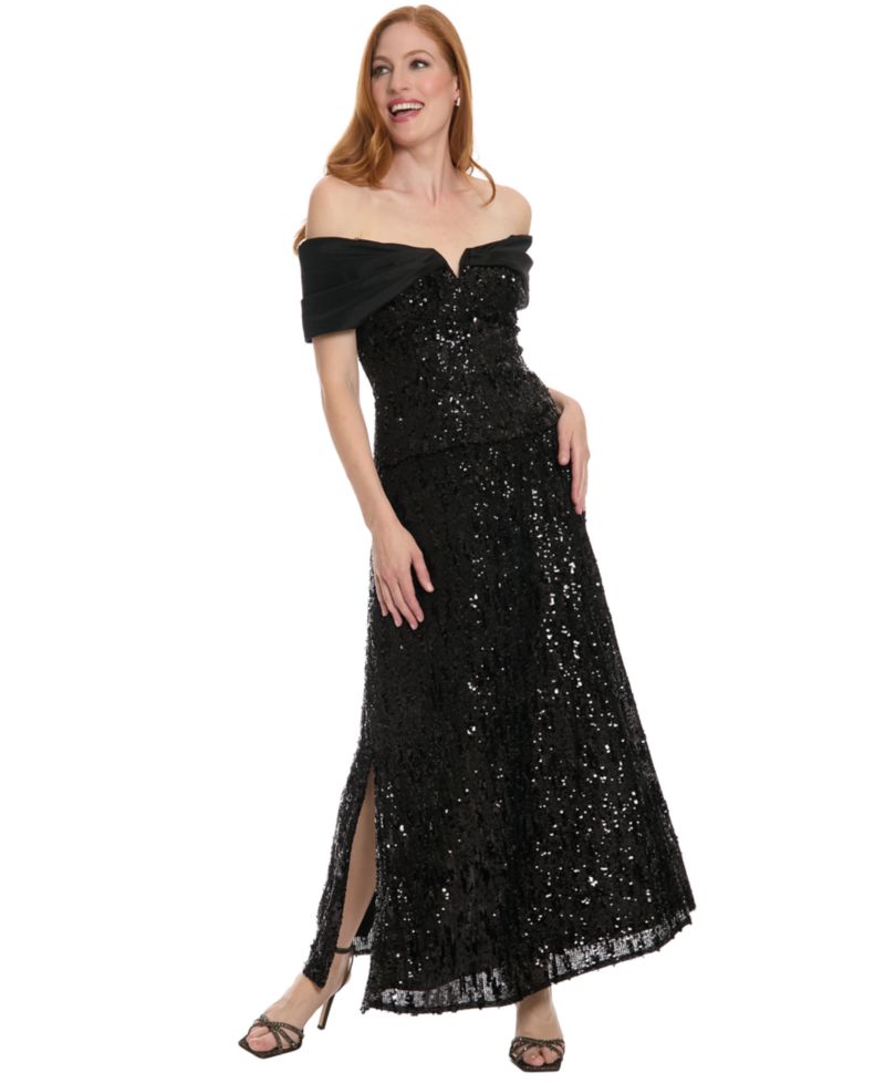 Women's Sequin Maxi Side-Slit Skirt
