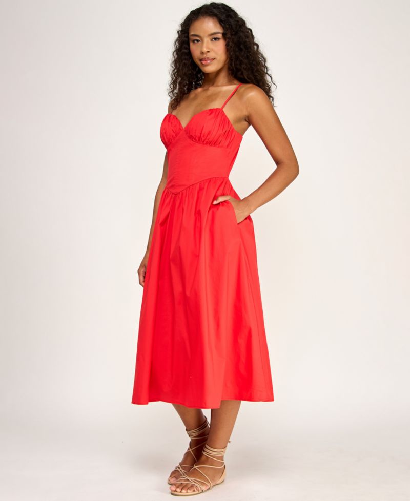 Juniors' Pleated Midi Dress