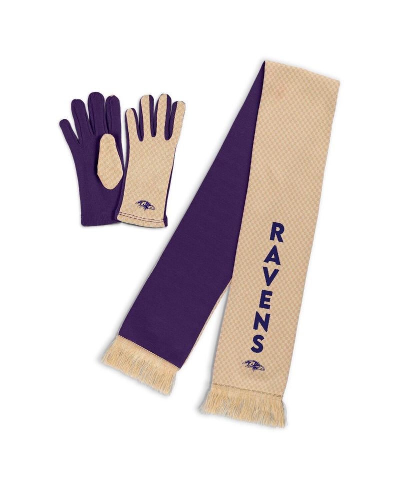 Women's Baltimore Ravens Tonal Microcheck Scarf Glove Set