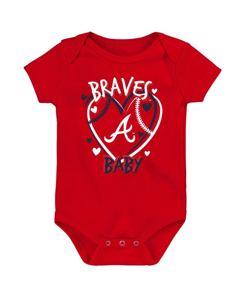 Baby Boys and Girls 3-Pack Atlanta Braves Slide Home Bodysuit Set