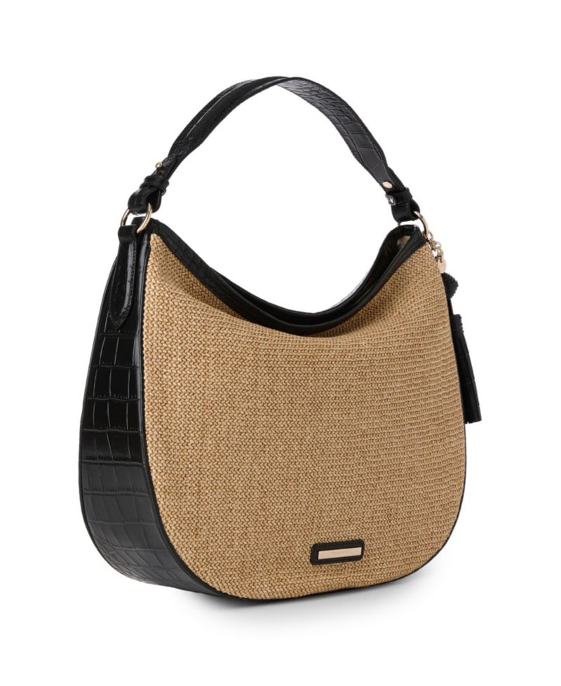 Kathleen Folsom Medium Raffia Hobo Shoulder Bag
