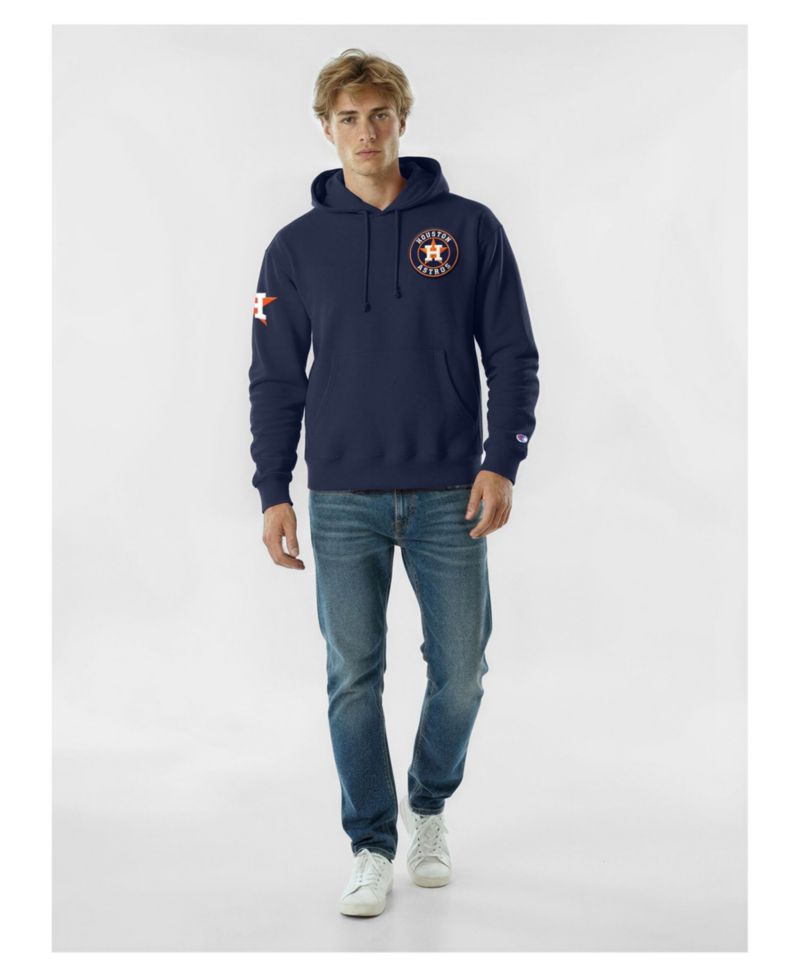 Men's Navy Houston Astros Reverse Weave Chenille Hoodie