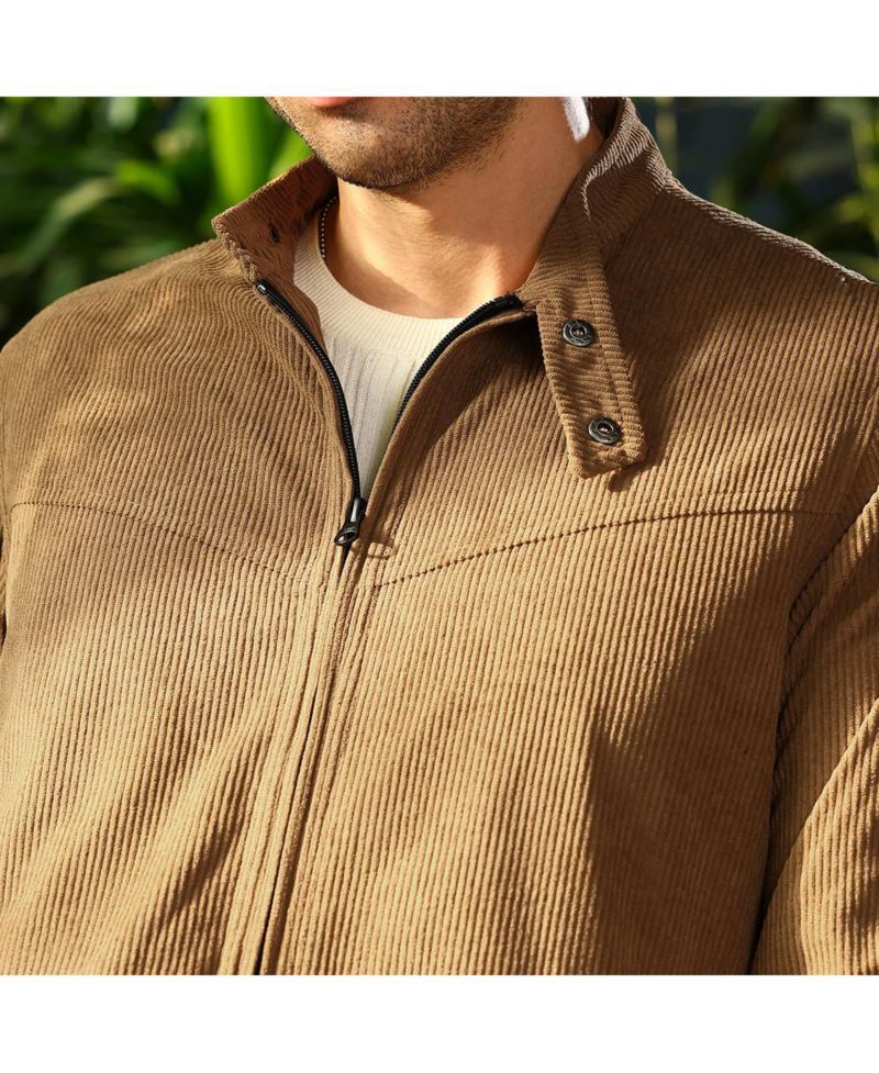 Men's Coffee Brown Corduroy Rider Jacket