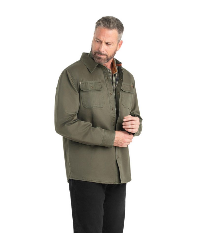 Men's Flannel Lined Water Resistant Snap Up Shirt Jacket