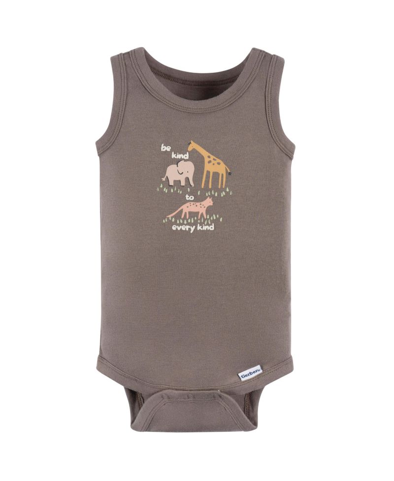 Baby Neutral Ivory Safari Sleeveless 4-Pack Onesies Bodysuits