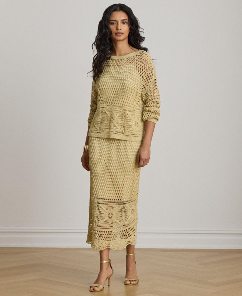 Women's Scallop Hem A-Line Midi Pencil Skirt