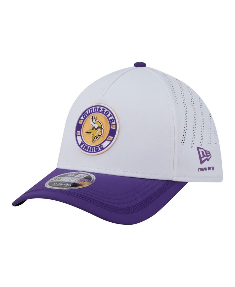 Men's White/Purple Minnesota Vikings Patch 39THIRTY A-Frame M-Crown Perforated Flex Hat