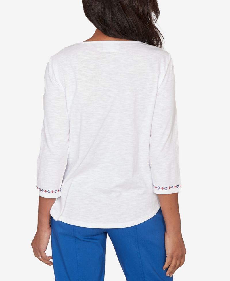 Plus Size The Royal Treatment Floral Butterfly Embroidered V-Neck Top