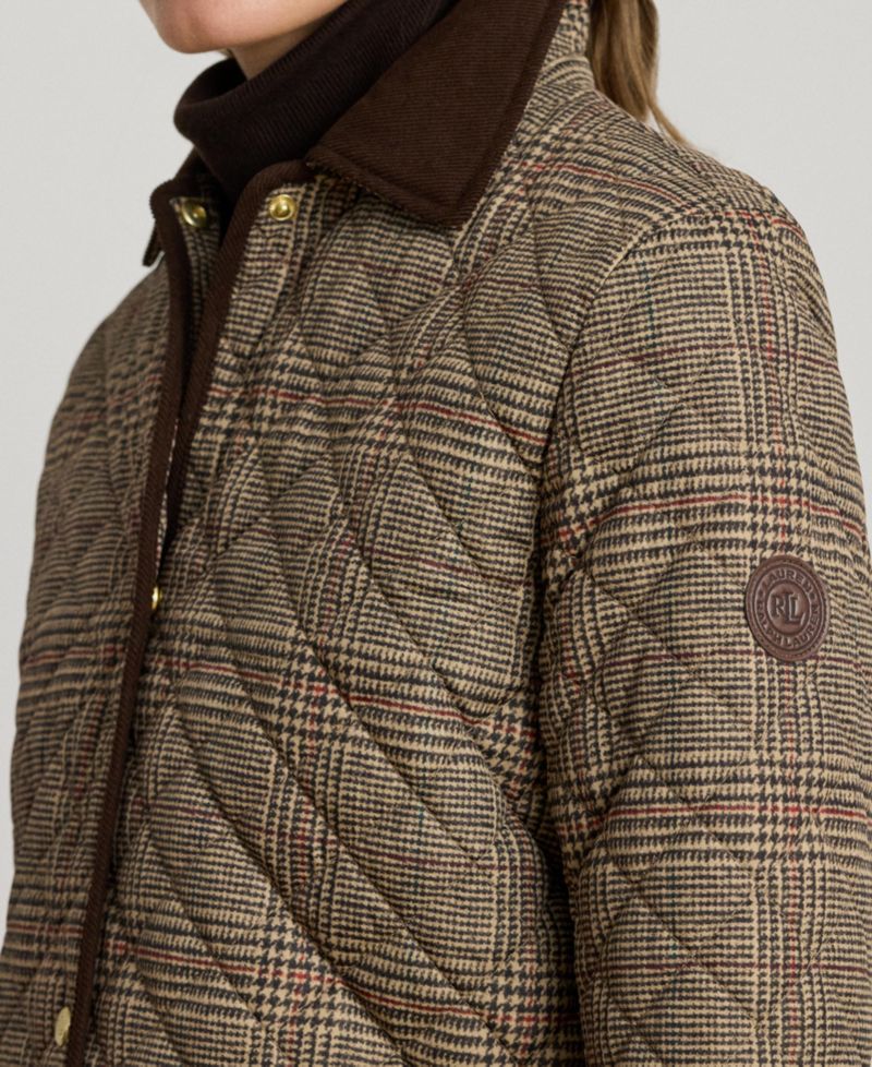 Petite Barn Quilted Corduroy-Trim Coat