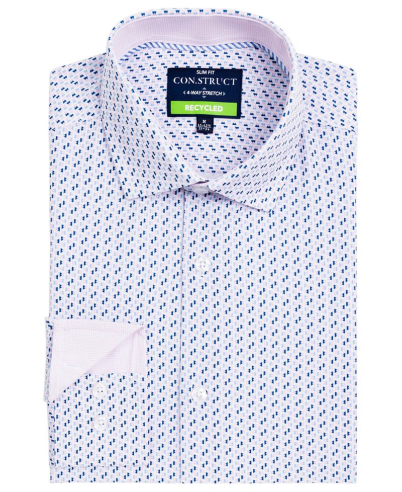 Men's Triangle Print Spread Collar Dress Shirt