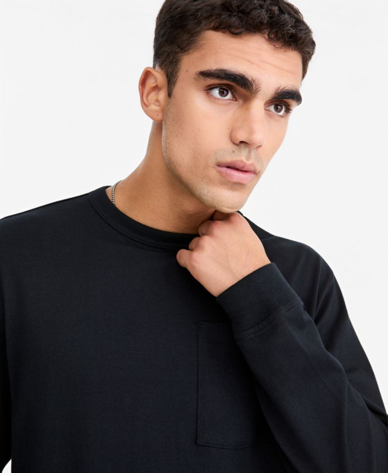 Men's Long-Sleeve Relaxed-Fit Pocket T-Shirt