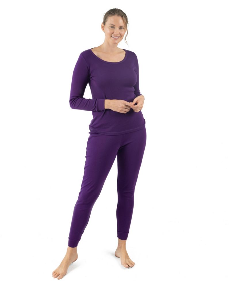 Womens Matching Family Two Piece Cotton Long Sleeve Shirt and Pants Solid Color Pajamas
