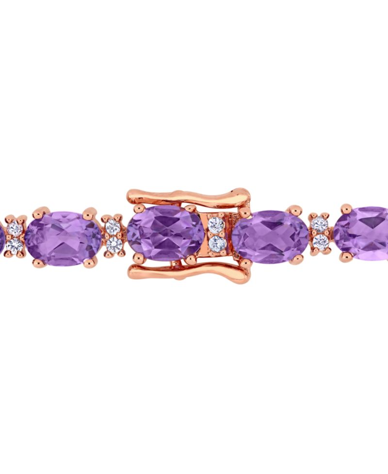 Amethyst (14 ct. t.w.) & White Sapphire (3/5 ct. t.w.) Link Bracelet in 14k Rose Gold