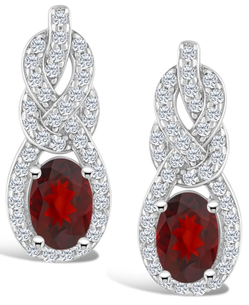 Topaz (3/4 ct. t.w.) Halo Drop Earrings in Sterling Silver
