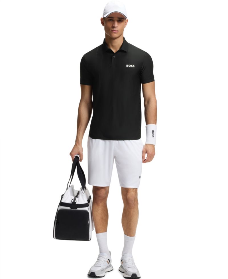 Men's Four-Way Stretch Stripe-Jersey Slim-Fit Polo Shirt