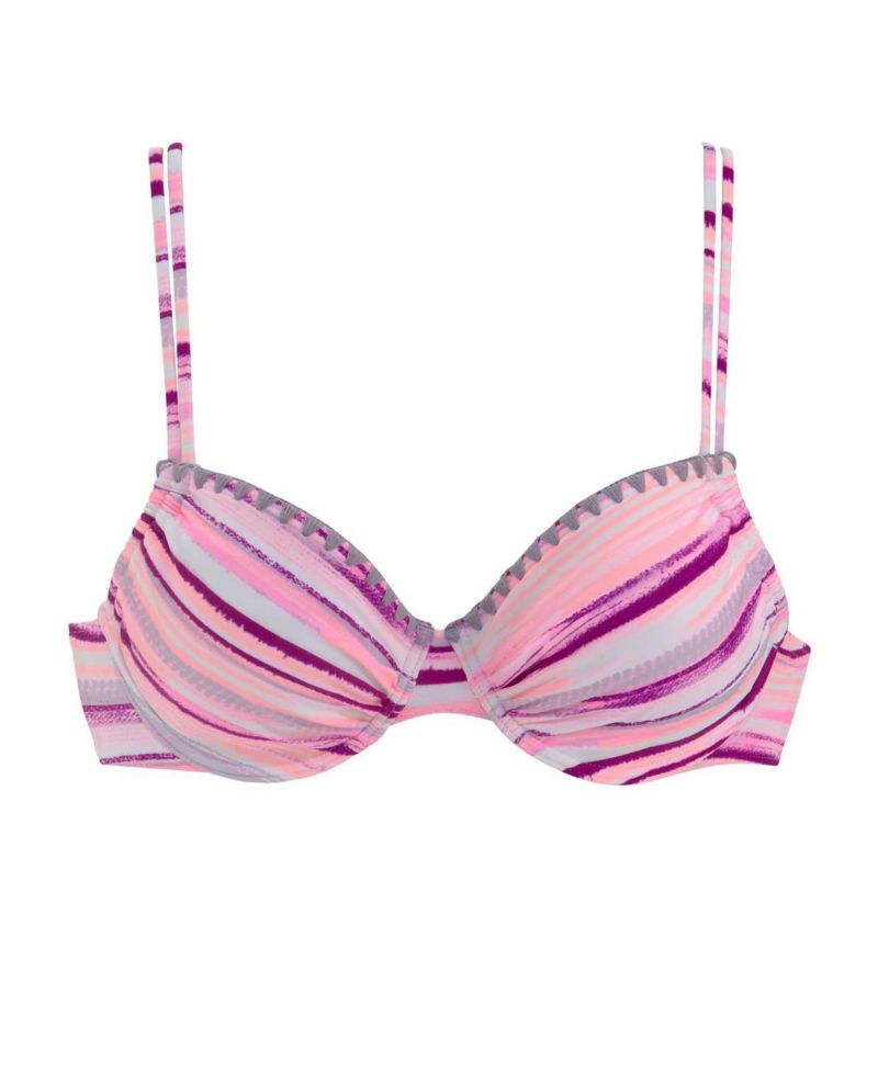 Women's Printed Crochet Removable Pads Underwire Bikini Top