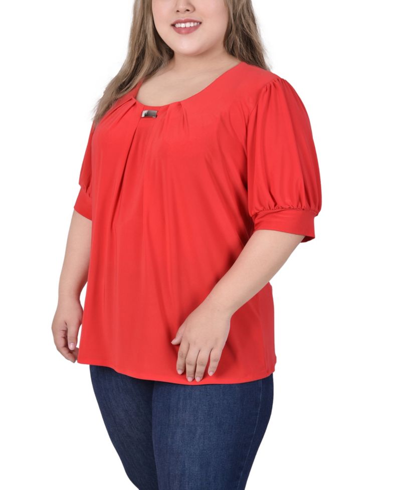 Petite Short Sleeve Balloon Sleeve Top