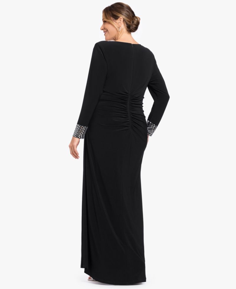 Plus Size Wedding Guest Bedazzled-Wrist-Cuff Gown