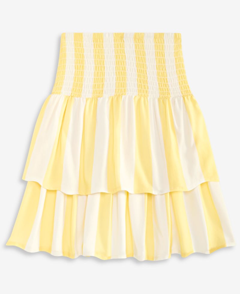 Girls' S-XL Striped Smocked Skirt