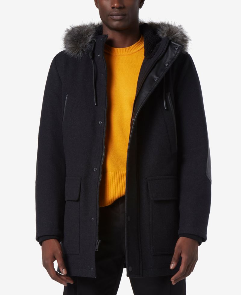 Men's Dawson Hooded Parka with Faux-Leather & Faux-Fur Trim