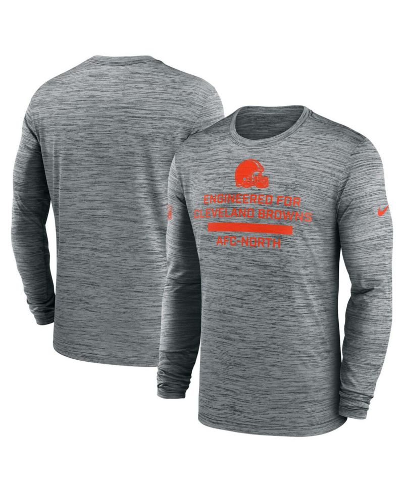 Men's Gray Cleveland Browns Sideline Velocity Performance Long Sleeve T-Shirt