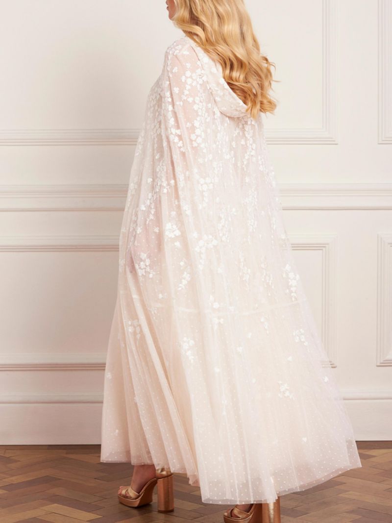 Women's Scatter Blossom Hooded Long Cape