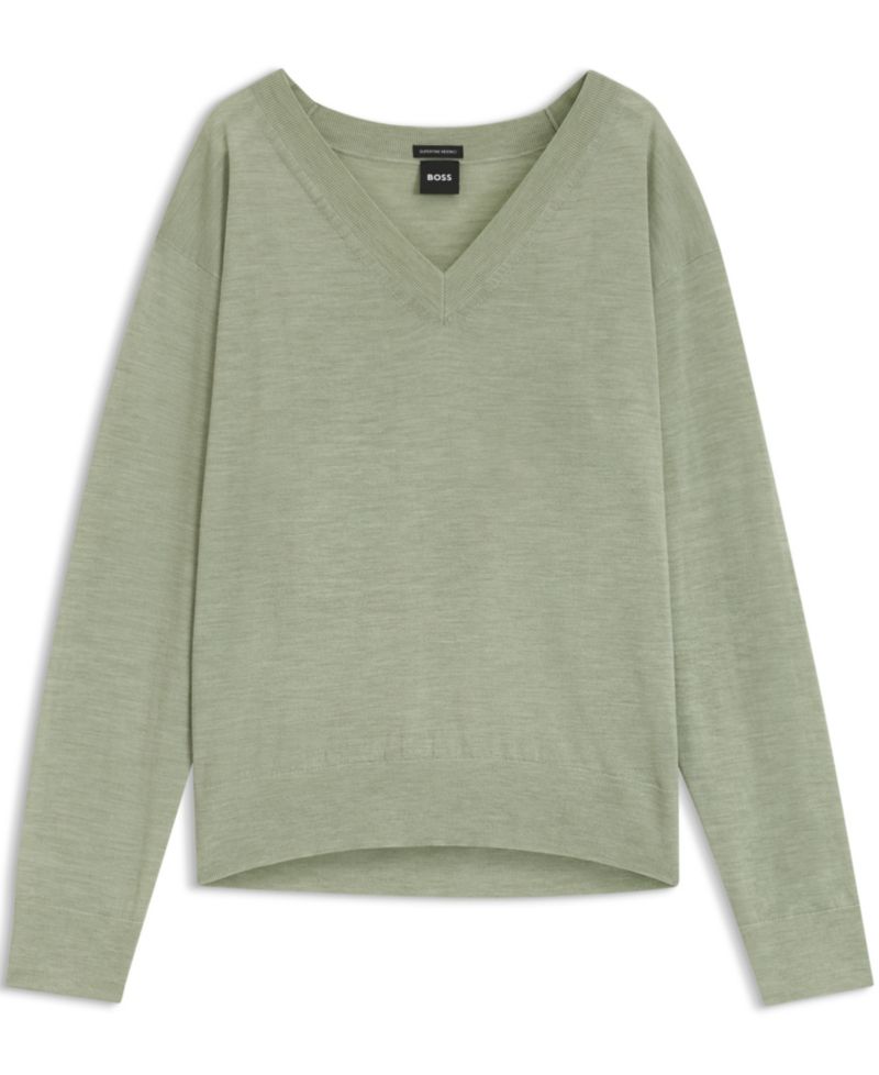 BOSS by Women's Merino Wool Relaxed-Fit Sweater