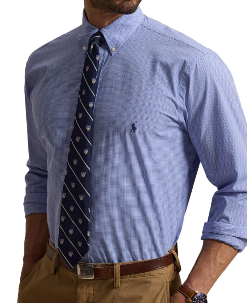 Men's Big & Tall Checked Stretch Poplin Shirt